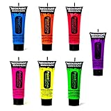 Made in the UK & lab tested PaintGlow Neon UV Face & Body Paint Rave Festival Party 10ml Set of 7