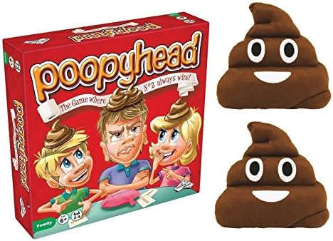 Fun Family Time Novelty Bundle - 1 x Poopyhead Kids Board Game and 2 x Emoji Poo Pillows - Create hours of laughter and unforgettable family fun!