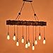 Produktbild YRE Vintage Style verpackt Holzbalken an der antiken Einrichtung Kronleuchter - Ideal für Küche, Bar, Bauernhaus, Industrielle, Edison die Glühbirne Dekor Pendelleuchte