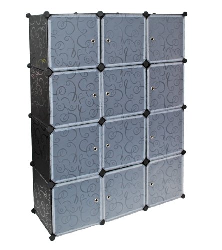 Büro Flur Regal Schrank Steckregal Wandregal Garderobe Highboard Kinderzimmer oder Keller Sideboard in Weiß Transparent und Schwarz