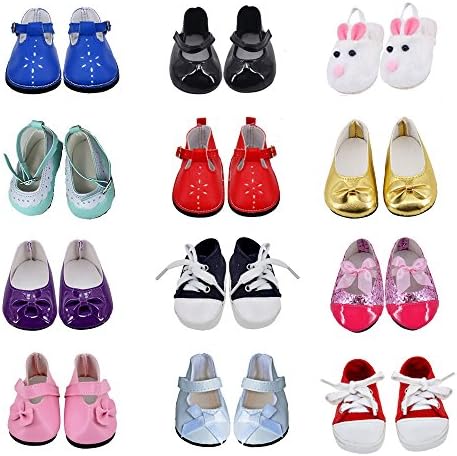 Kusutad Doll Shoes for 18 inch Doll Like American Girl, Journey Girl (Random 3pc/Set Style)