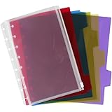 Eagle Plastic Index 5-Tab Dividers, Discbound Tab Dividers, Plus 1 Plastic Zipper Bag, Junior Size, for Discbound Planners or Notebooks