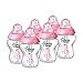 Tommee Tippee Closer to Nature 260 ml/9fl oz Decorated Feeding Bottles (Pink/6-pack)