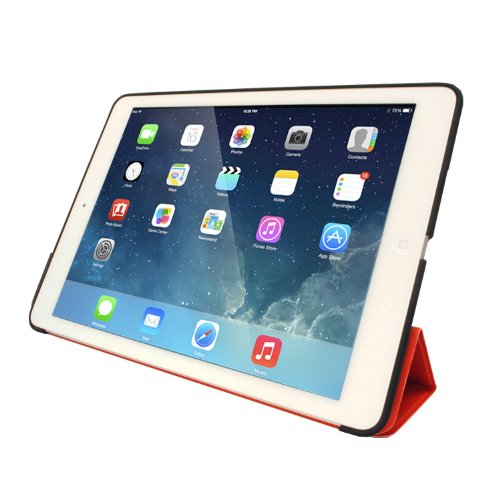 Khomo iPad Mini 1, 2, 3 Hülle Case Rot und Schwarzes Gehäuse mit doppelten Schutz ultra dünn und leicht, Smart Cover – Red and Black - 5