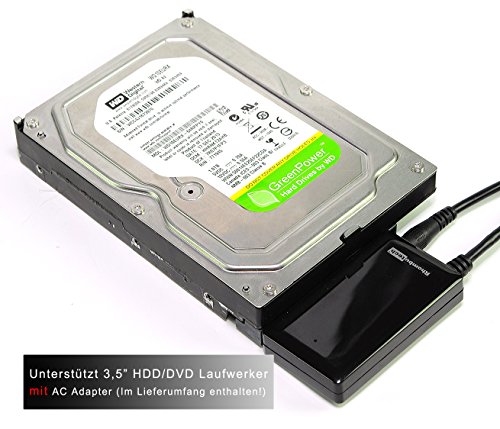 RHOMBUTECH® – AKTIV USB 3.0 zu SATA Adapter – Konverter für 2.5/3.5/5,25 Zoll SATA HDD/SSD/DVD-Laufwerke – USB 3.0 – SATA 3 – mit 12V 2A Netzteil für 3,5/5,25 Zoll HDD/DVD Laufwerke - 5