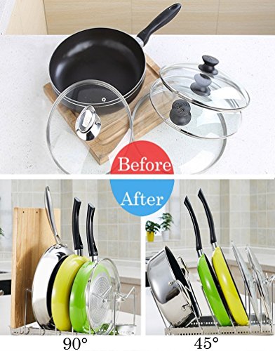 AHNR Topf-Organizer 10-fach Verstellbar - Erweiterbares Regal Für Töpfe & Pfannen - Schwarz Bis 58,9cm