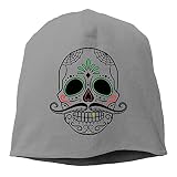 Mexico Flower Sugar Skull Day of Dead Unisex Casual Fashion Durable Winter Warm Knit Skull Cap Hat
