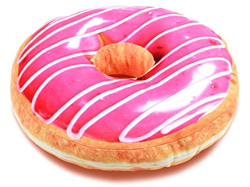 Alsino Coussin décoratif Peluche Doux Oreiller en Forme de Beignet Donut Rond 40 cm, Choisir:Ki-d01 Sucre Pink