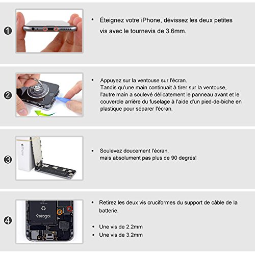 Velagol Batterie Interne Pour iPhone 6 Batterie 1810mAh Batterie en Lithium-Ion Rechargeable de Remplacement Pour iPhone 6 avec Kit d outils Carte de Garantie inclus  pas pour iPhone 6S 