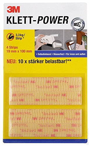 3M Dual Lock(TM) Klett Power - High-Tech Druckverschluss, selbstklebend (4 Strips - 19 x 100 mm)