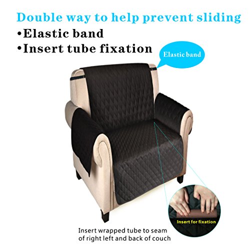 Newmeil Sofaschoner Sesselbezug 1 Sitzer Wasserdicht Anti-Rutsch Schwarz/Grau/Koffee (Schwarz) - 3