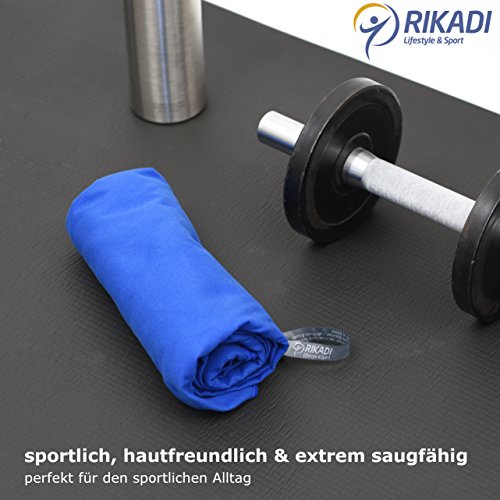 2er Set Outdoor Mikrofaser Handtücher + EXTRA große Reißverschluss-Ecktasche – [75x145cm & 40x60cm] – schnelltrocknend Premium Mikrofaser Reisehandtuch – Mikrofaser Handtuch, Sport, Reise, Sporthandtuch, Badetuch, Microfaser Handtuch groß u. klein inkl. Transportbeutel - 7