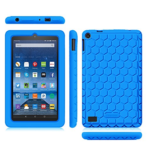 Fintie Fire 7 2015 Hülle – Leichte Rutschfeste Stoßfeste Silikon Tasche Case Kinderfreundliche Schutzhülle, Blau - 2