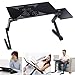 Price comparison product image PUQU 360° Portable Adjustable Folding Laptop Computer Notebook Table Desk Stand with Cooling Fan Folding Lap Tray Holder ,with Mouse Board ,Aluminium Material Alloy for Bed Couch Sofa (Black)