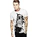 Produktbild T Shirt Herren, HUIHUI Coole V-Ausschnitt Kurzarm Sweatshirt Slim Fit Basic uv Polo-Shirt Mode Sport Oberteile Oversize Bench Tops Mode Drucken Sommer Freizeit Hemd Poloshirt (L, Weiß)