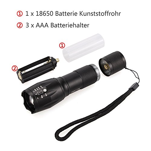 LED Fahrradbeleuchtung, CREE XML-T6 LED Fahrradlampe Set inkl. Frontlicht & 2 Rücklicht, Zoombar, 600LM, 7 Licht-Modi, Farradlicht Set für Radfahren, Camping und täglichen Gebrauch, Wasserdicht Schwarz - 3