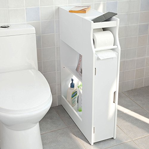 SoBuy® Badregal, Badezimmerschrank,Nischenregal, Standschrank, Seitenschrank, FRG52-W - 7