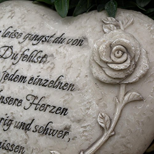 Herz Grabdekoration mit Inschrift – Ganz leise gingst du von uns fort. Du fehlst an jedem einzelnen Ort. Durchmesser 18cm - 2