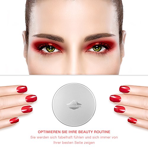 Jerrybox Kosmetikspiegel mit Beleuchtung Doppelseitiger Make Up Spiegel mit 1x/5x Vergrößerung LED Beleuchteter Taschenspiegel Schminkspiegel für unterwegs, Kompakt und Tragbar, Klappbar, Batteriebetriebend, Rund, Silber - 5