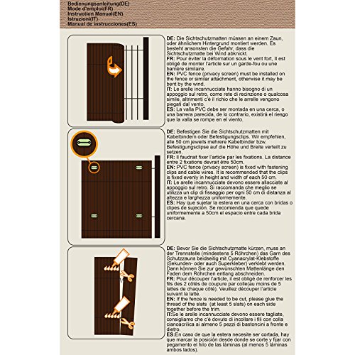 Songmics PVC Sichtschutzmatte 80 x 800 cm (Zusammengesetzt aus 2 Matten, je 80 x 400 cm) GPF088G - 7