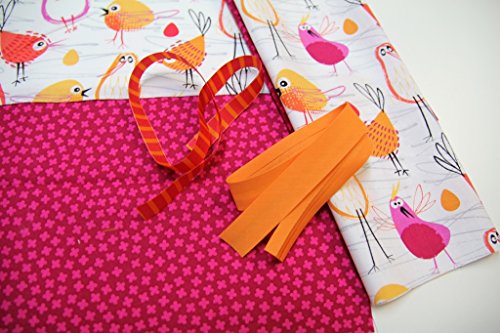 PINIDI DIY Nähset Kissenhülle 40x40cm Vögel pink orange/Blumen - 3