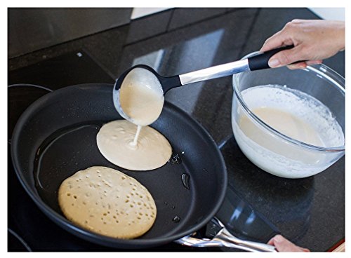 Kuke 6 Stück Premium Edelstahl und Silikon Hitzebeständig Kochgeschirr Set hohe Qualität Küche Werkzeuge Schwarz - 6