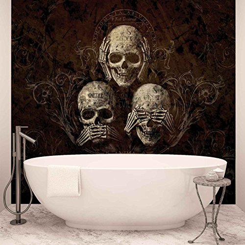 Nicht Hören Sehen Totenkopf Alchemy - Wallsticker Warehouse - Fototapete - Tapete - Fotomural - Mural Wandbild - (978WM) - XL - 208cm x 146cm - VLIES (EasyInstall) - 2 Pieces