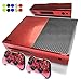 Produktbild Skin for XBOX ONE - Morbuy Design Folie Aufkleber schützende Haut Schale für Microsoft XBOX ONE Konsole und 2 Dualshock Controller Skins und Kamera Sticker Set + 10 pc Silikon Thumb Grips (Rot Glänzend)