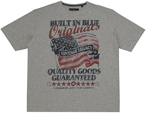 Pierre Roche Mens Plus Size American Themed T-Shirts Grey 5X-Large