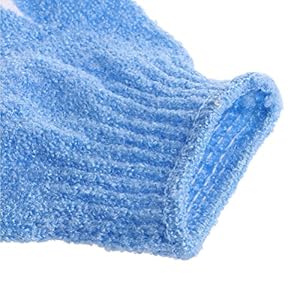 ULTNICE 2pcs Shower Gloves Exfoliating Mitt Body Exfoliator Brush Nylon Bath Gloves for Men Women Kids Blue - Image 3