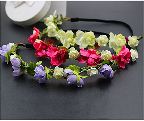 WTB 1PC Mädchen Blumen-Fee Bohemian Braid-Hochzeit Strand-Tiara-Kronen-Haar Stirnband - 2