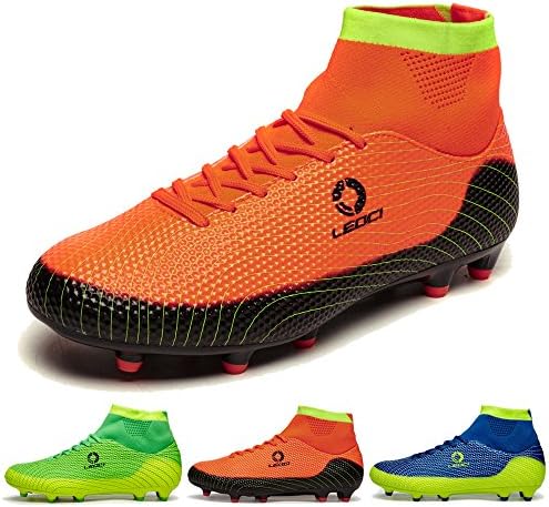 AKALI Boy's Professional AG/TF Soccer Shoes Men's Football Boots,Blue,Green,Orange Football Shoes