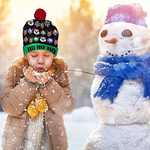 azurely LED Sombrero De Santa?Sombrero De Punto Cálido Sombrero Inocente, Novedad Luz Colorida Elegante Gorro Decoraciones Navideñas Unisex Adecuado para Navidad, Halloween, Año Nuevo, Fabulous