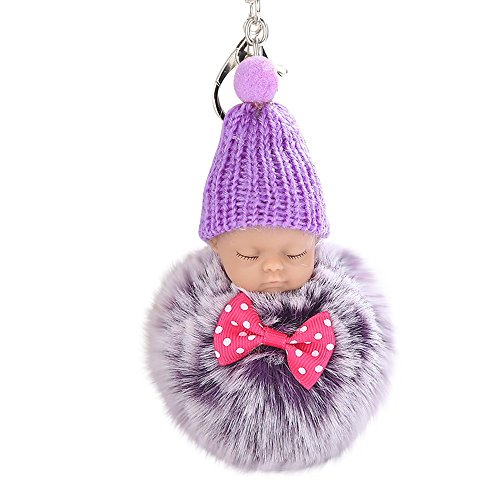 Preisvergleich Produktbild Maus Schlüsselbund Pelztier Schlüsselanhänger Inhaber Pompons Schlüsselanhänger,10CM (8CM, Lila-Puppe A)