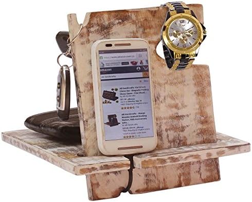 Best Mother's Day Gift for Mother/Wife - Shabby Chic Mango Wooden Android Docking Station, 50th Anniversary Gifts for Couple , Funny Fathers Day Gifts, iPhone 6s plus, 6s, 6 plus, 6, 5, 5s, 4, Samsung Galaxy (For Daily Use)