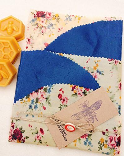 Large Set Of 5 100% Natural Beeswax Food Wraps , Cotton , Zero Waste, Eco