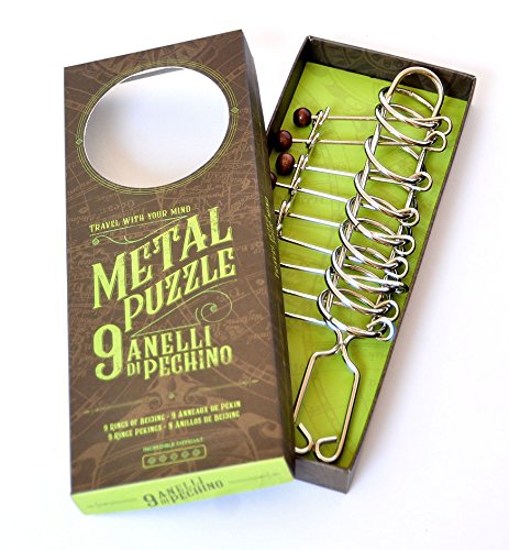 LOGICA GIOCHI Art. 9 Anelli di Pechino - Rompicapo in Metallo - Difficoltà 5/6 Incredibile - Serie Viaggiatori da Collezione