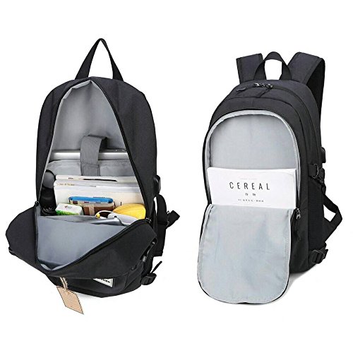 Fresion Business Laptop Notebook Tasche mit USB für 15 zoll Damen Herren leicht Uni Arbeit Businesstasche Notebooktasche Laptoptasche Gepolstert Schule Outdoor Rucksäcke 26L×13B×48H cm ( Schwarz / Grau ) - 5