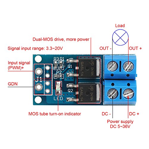 DROK® 400W High-Power-MOS-Feldeffekttransistor , DC 5-36V 15A Triggerschalter Treibermodul , PWM elektronischen Schalter Control Board, Drive Module ON-OFF-Controllerpanel - 2