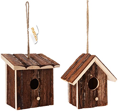 Vogelhaus WOODY - Vogelhäuschen aus Holz mit Baumrinde - Nistkasten handgefertigt Spitzdach