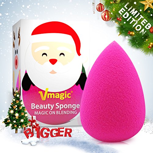 VMAGIC Christmas Super Bigger Makeup Beauty Sponge Blender, Foundation Makeup Sponge for Applicator, Foundation and Highlighter (ROSE RED – LIMITED EDITION)
