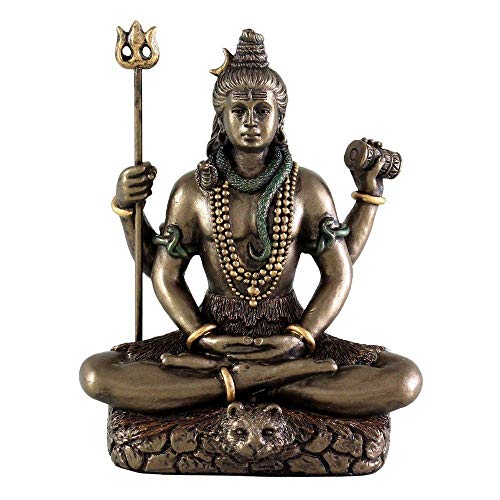Collectible India 3.4-inch Cold Cast Bronze Lord Shiv Idol as Gifts (Multicolour)