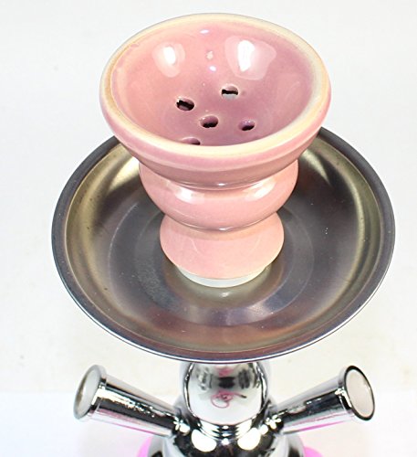 budawi® – Shisha 2 Schläuche in Pink H:24 cm inc. Kohlesieb – Kohlenzange - 3