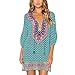 Produktbild TEBAISE Damen Boho Vintage Bohemian Floral Strandtunika Sommerkleid Tunikakleid Bluse Frauen MiniKleid Druckt 3/4-Arm Langarm Casual Lose Party Knie Abend Cocktail Kleid Valentinstag Karneval