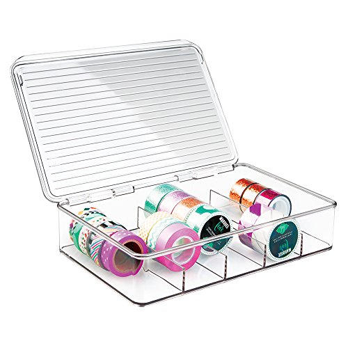 mDesign Aufbewahrungsbox für Bastelbedarf – toller Bastel Organizer mit 5 Fächern – perfekt für Bastelmaterial, wie Glasperlen, Moosgummi und Stoffbänder – durchsichtig