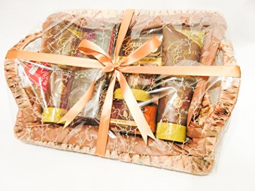 Ladies / Women's Moroccan Argan Oil Deluxe Wicker Pamper Gift Basket Hamper With Frosted Glass Elle Tea Light Holders - Cellophane &amp; Ribbon Gift Presented