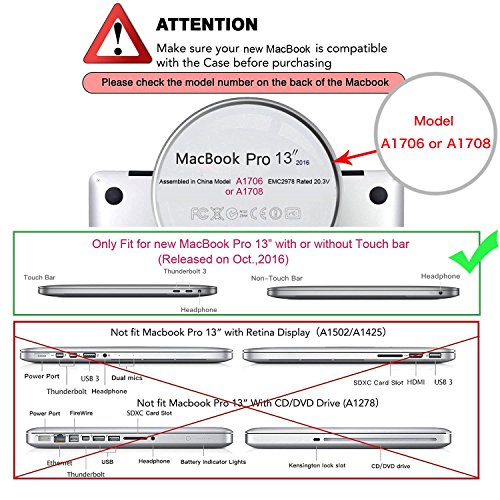 MOSISO MacBook Pro 13 Hülle 2016 – Ultra Slim Hochwertige Plastik Hartschale Tasche Schutzhülle Snap Case für NEUESTE MacBook Pro 13 Zoll (2016 Freisetzung) A1706 / A1708 mit/ohne Touch Bar and Touch ID, Helles Lila - 3
