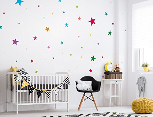 I-love-Wandtattoo WAS-10097 Kinderzimmer Wandsticker Set "Bunte Sterne" zum Kleben Wandtattoo Wandaufkleber Sticker Wanddeko