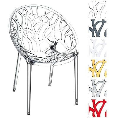 CLP Lot 2 Chaises empilables CRYSTAL / Chaises de jardin, résistantes à l´eau et aux rayons ultra-violets transparent