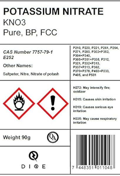 Pure Potassium Nitrate Kno3 Saltpetre 90g Food Grade Amazon Co Uk Grocery